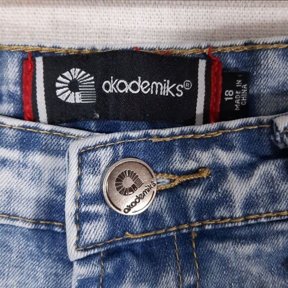 Akademiks Distressed Jeans Size 18 Straight Leg High Rise Acid Wash Stretch - Picture 12 of 15